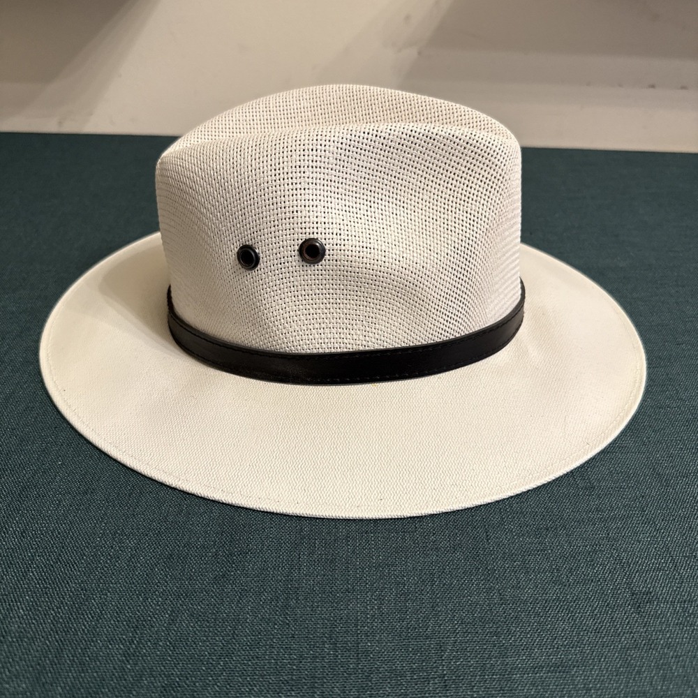 Royal Road Trading Company Original Panama Molded Summer Hat Mens White Black - Picture 3 of 8